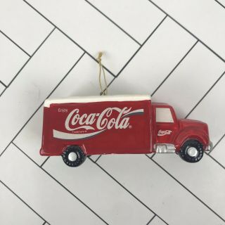 Vintage Christmas Coca - Cola Ceramic Delivery Truck Ornament 1996