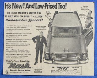 Vintage 1956 Nash Rambler Sedan Car Newspaper Print Ad