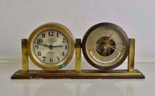 1939 Vintage Louis Weule Chelsea Clock & Barometer Desk Set