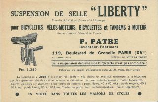 Publicité Cyclisme Vélo Cycling Bicyclette Bicycle Bicicletta Liberty 1948