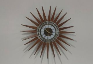 Vtg Seth Thomas Mid - Century Modern Starburst Atomic Wall Clock Starflower E638