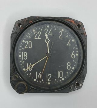 Vintage Wwii Waltham Military Us Navy Cdia Aircraft Cockpit 8 Day Clock.  Runs