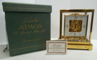 Vintage Lecoultre Atmos Perpetual Motion Clock W/ Certificate Book & Box - Runs