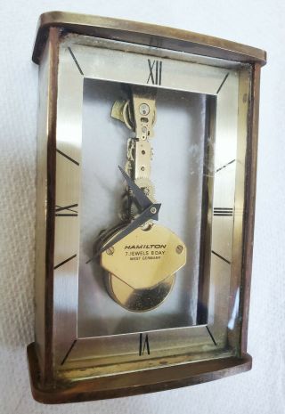 Vintage Hamilton Skeleton Clock 7 Jewels 8 Day West Germany Antique Rare