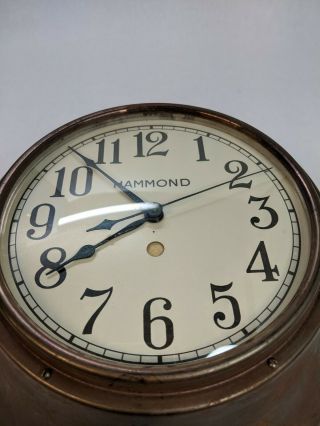 Vintage Hammond Industrial / School Electric Wall Clock Glass Face 2
