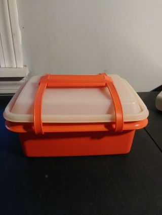 Tupperware Pak N Carry Lunch Box Only 1254 - 11 Red With Handle Vintage