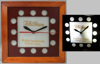 Antique Circa 1940s,  Advertising Telechron First & Favorite Light - Up Wall Clock