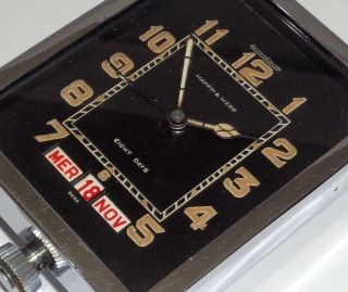 VERY RARE JAEGER - LECOULTRE MAPPIN & WEBB ALARM TRAVEL CLOCK 8 DAY TRIPLE DATE. 3