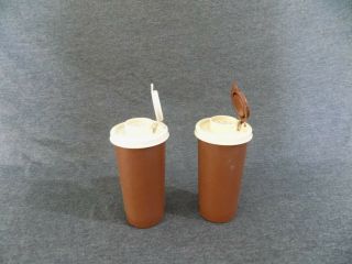 Vintage Tupperware Brown & Almond Salt & Pepper Shakers Set 1329