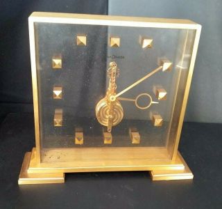 Jaeger Lecoultre 8 - Day Brass Glass Vintage 16 Jewel Clock Rare 6 1/4 X 7 Wide