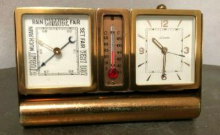 Vintage Jaeger - Lecoultre Mid Century Travel Clock/thermometer /barometer