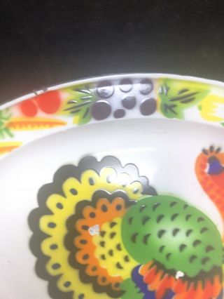Vintage Metal Enamel Turkey Platter Oval Plate Thanksgiving J2 2