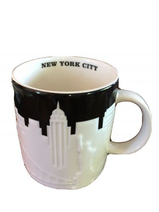 Starbucks 2012 York City 3 - D Relief Collector Series Mug Black White Taxi