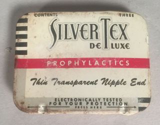 Silver - Tex Prophylactic Condom Tin W/ Contents (3 Total) Ww Ii Era Nr