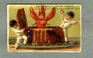 Chromo Louit No Liebig S53 Pierrots Homard Lobster Surprise Victorian Trade Card