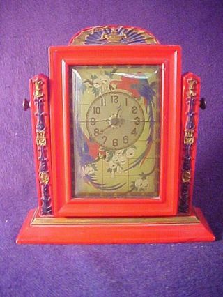 Vintage Art Deco Period Parrot Wind Up Table Clock