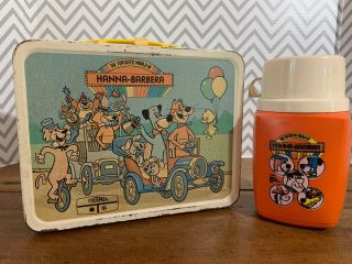 1977 The Funtastic World Of Hanna Barbera Metal Lunchbox W Thermos