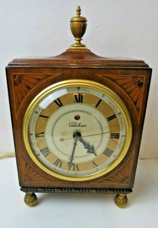 Vintage Art Deco Circa 1920’s Telechron Electric Clock Inlaid Wood Case