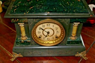 Vintage/antique Seth Thomas Adamantine Mantle Clock With Key And Pendulum