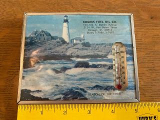 Vintage Advertising Thermometer Rogers Fuel Oil Co Chicago 4x5