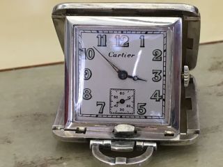 40’s Cartier & Jaeger Lecoultre: Ewc Sterling Silver Purse Shape Travel Clock