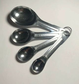 Vintage Stainless Steel Set Of Four Measuring Spoons Made In Japan