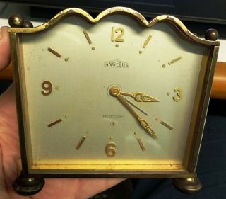 Vintage Rare Art Deco Angelus Swiss Alarm Desk Mantle Clock 8 Days 859 15 Jewels