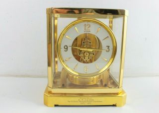 Vintage Lecoultre Atmos Perpetual Motion Clock Brass & Glass Switzerland Swiss