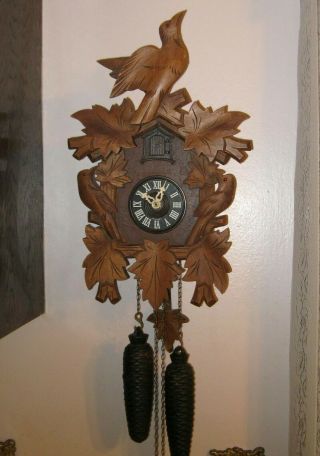 Vintage Gm 34e Regula Germany 8 Day Cuckoo Clock Hand Carved