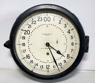 Chelsea Clock Co U.  S.  Government 24 Hour Wall Clock 8 ½ In Dial.