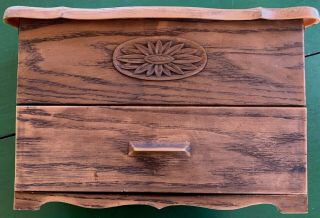 Vintage Lerner Faux Wood (plastic) Storage Organizer Box With Flip Lid & Drawer