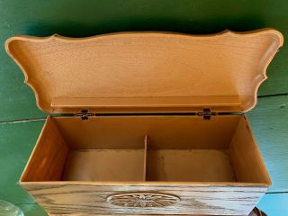 Vintage LERNER Faux Wood (Plastic) Storage Organizer Box with Flip Lid & Drawer 3