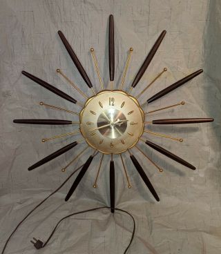 Mid Century Modern Lux Atomic Starburst Sunburst Wall Clock Robert Shaw 1963