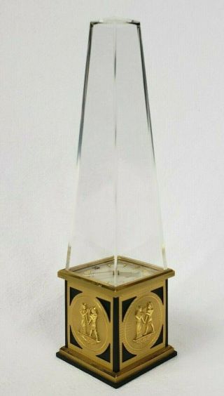 Vintage Jaeger Lecoultre 8 Day Desk Clock Egyptian Obelisk