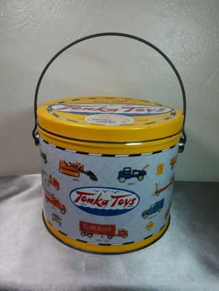 Tonka Toy Cookie Tin Can Pail Bucket Vintage Limited Edition Truck Yellow Design