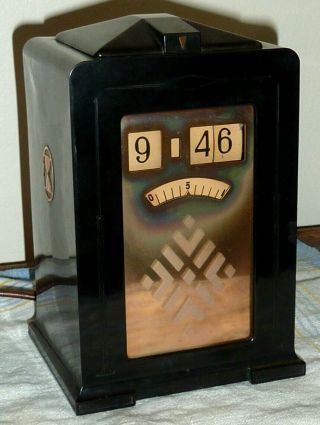 Art Deco Telechron Dark Brown Bakelite Clock Model 8b01 Ashland Mass Usa