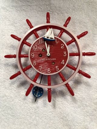 1950’s Wesclox For Columbia Time Sailor Ships Wheel Pendulette Clock