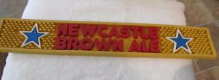 Newcastle Brown Ale Yellow Rubber Drink Bar Beer Shot Spill Rail Mat 21 " X 3.  5 "