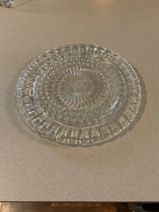 Federal Glass Mid Century Clear Cake Plate Vintage 3 Footed 11 ".