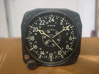 World War 2 Era Waltham Military Aircraft Clock.  Cdia