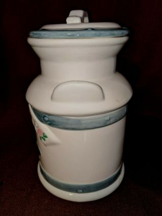 Vintage Milk Can Blue Heart Ceramic Cookie Jar By Jay Import 2
