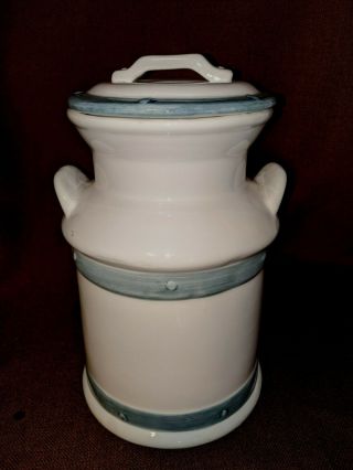 Vintage Milk Can Blue Heart Ceramic Cookie Jar By Jay Import 3