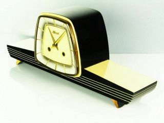 A Dream In Black Later Art Deco Chiming Mantel Clock From Hermle