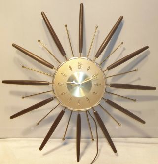 Mid Century Modern Lux Atomic Starburst Sunburst Wall Clock Robert Shaw 1963