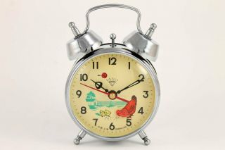 Vintage Animated Pecking Chicken Hen Alarm Clock China 1960 