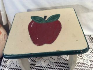 Small wooden Stool Painted with Apple on top 2