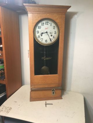 Vintage Oak Simplex Time Recorder Punch Clock Gardner Mass