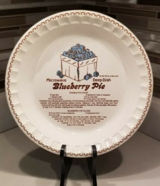 Vintage Jeannette Royal China Blueberry Pie Deep Dish Recipe Pie Plate/usa