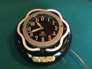 Vintage Electric Neon Clock Pam Clock Canadian Ray Small 13 1/2 Inch