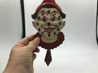 Lux Keebler " Red Clown With Tie " Miniature Pendulette Clock Circa 1940